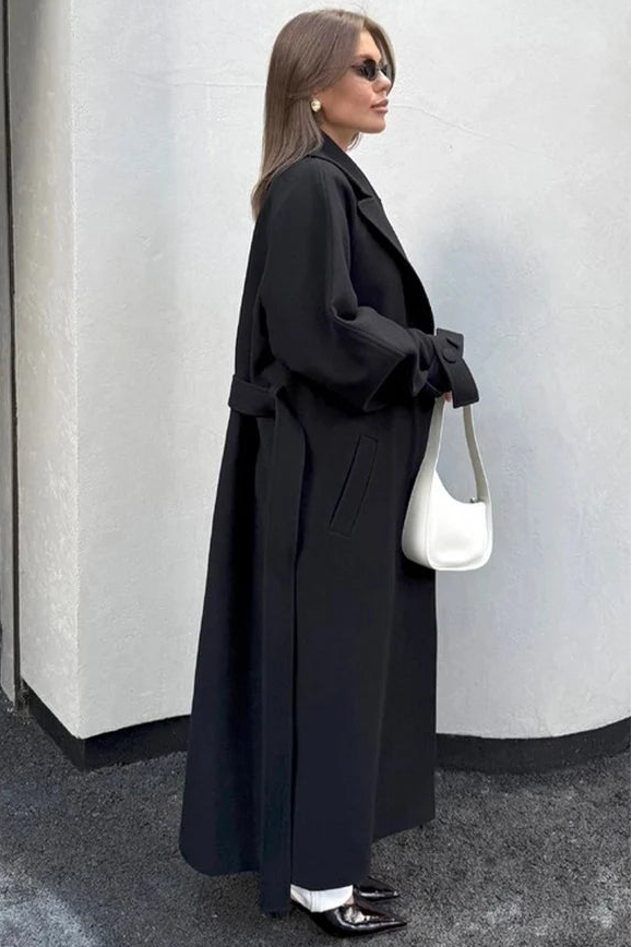 Manteau Signature Élégance Noir Long