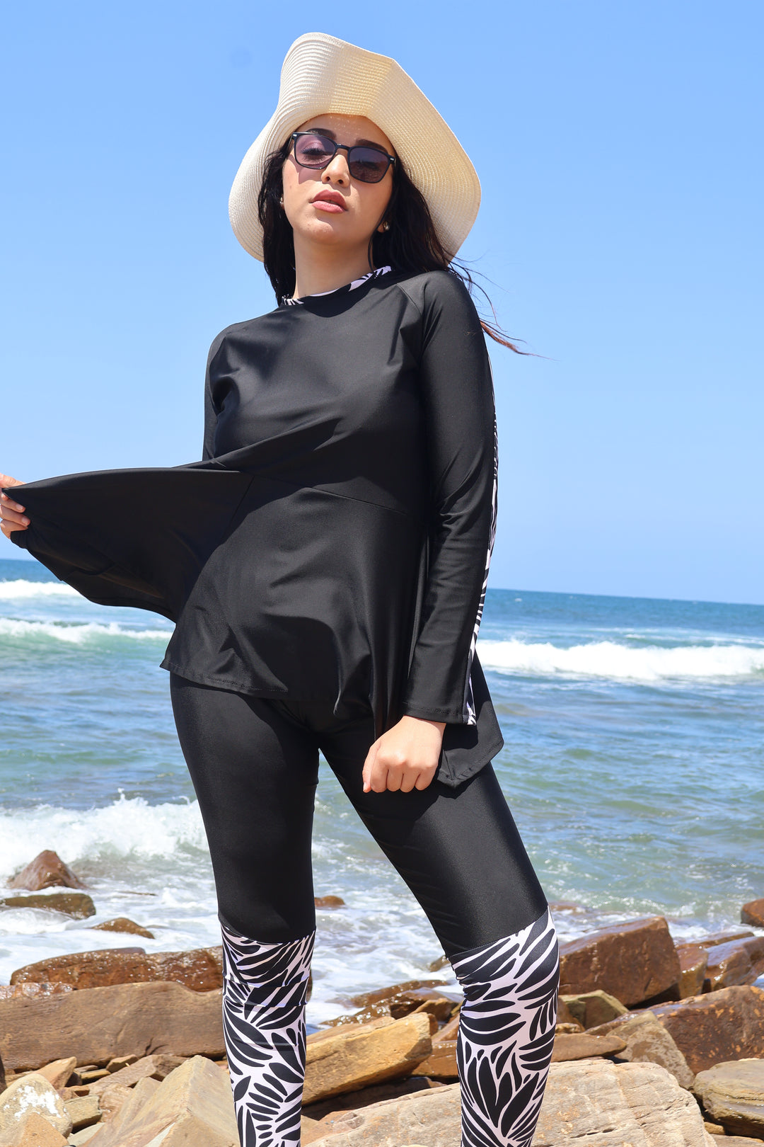Burkini Noir Riviera – Maillot de Bain Modeste Femme Noir