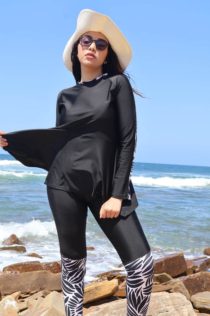 Burkini Noir Riviera – Maillot de Bain Modeste Femme Noir