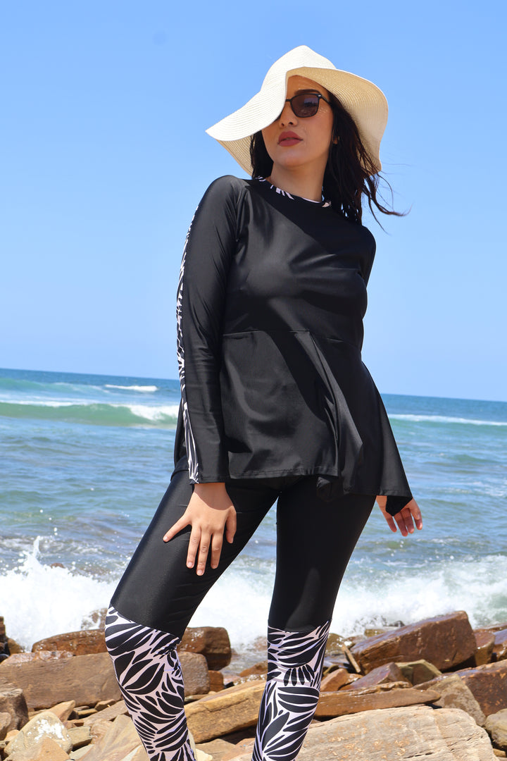 Burkini Noir Riviera – Maillot de Bain Modeste Femme Noir