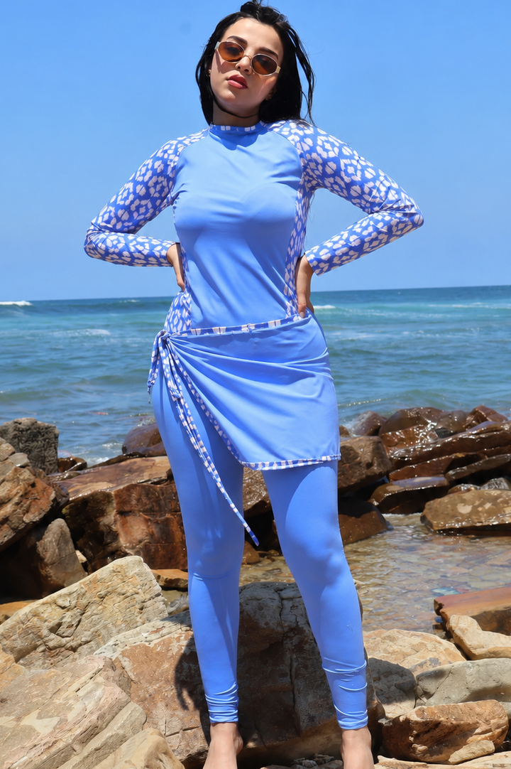 Burkini Azure Pearl – Maillot de Bain Modeste Femme Bleu Ciel