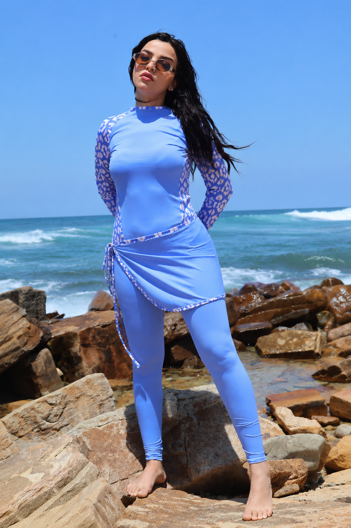 Burkini Azure Pearl – Maillot de Bain Modeste Femme Bleu Ciel