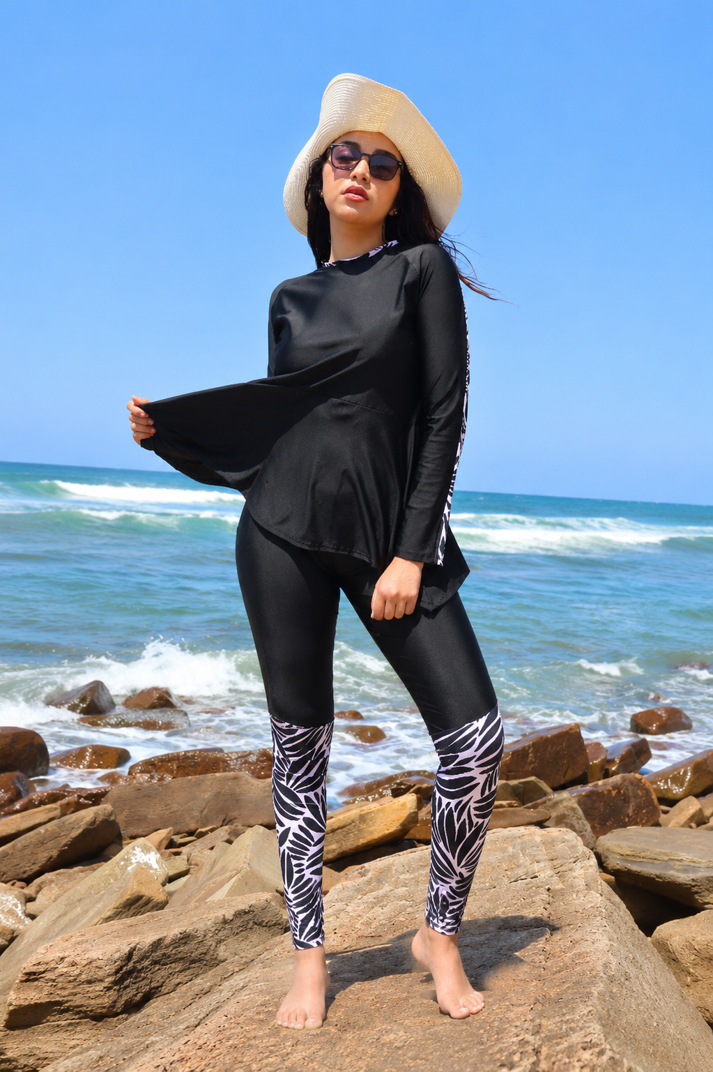 Burkini Noir Riviera – Maillot de Bain Modeste Femme Noir
