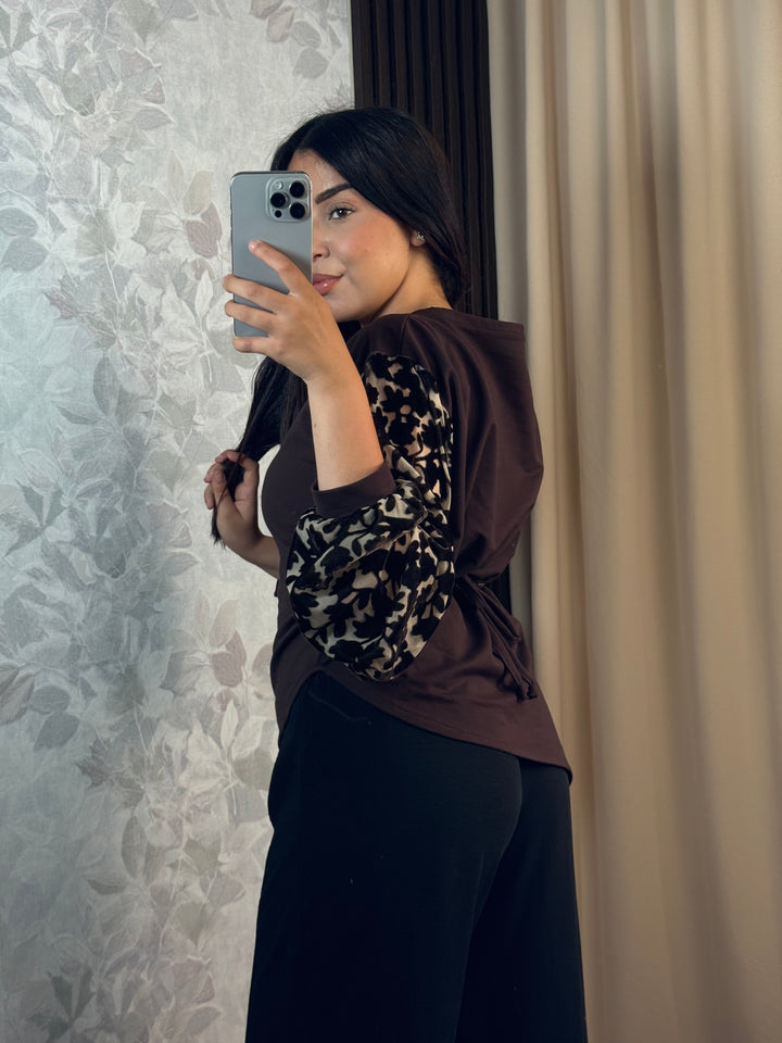 Midnight Fleur Top | Haut Femme Chic Manches Florales