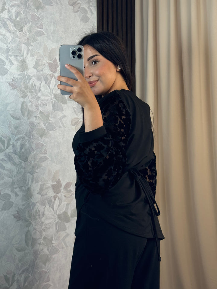 Midnight Fleur Top | Haut Femme Chic Manches Florales