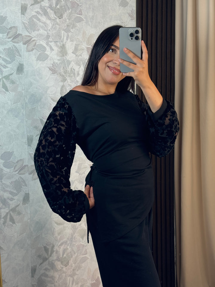 Midnight Fleur Top | Haut Femme Chic Manches Florales