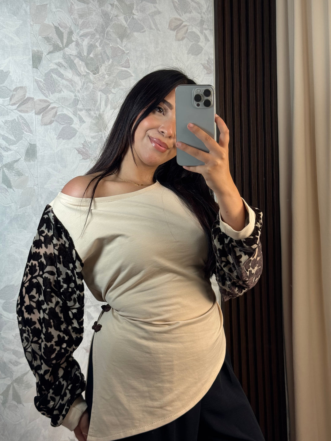 Midnight Fleur Top | Haut Femme Chic Manches Florales
