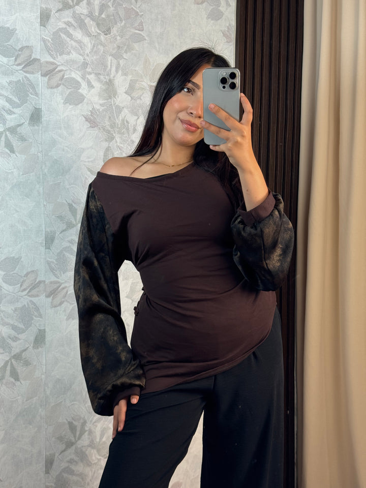 Midnight Fleur Top | Haut Femme Chic Manches Florales