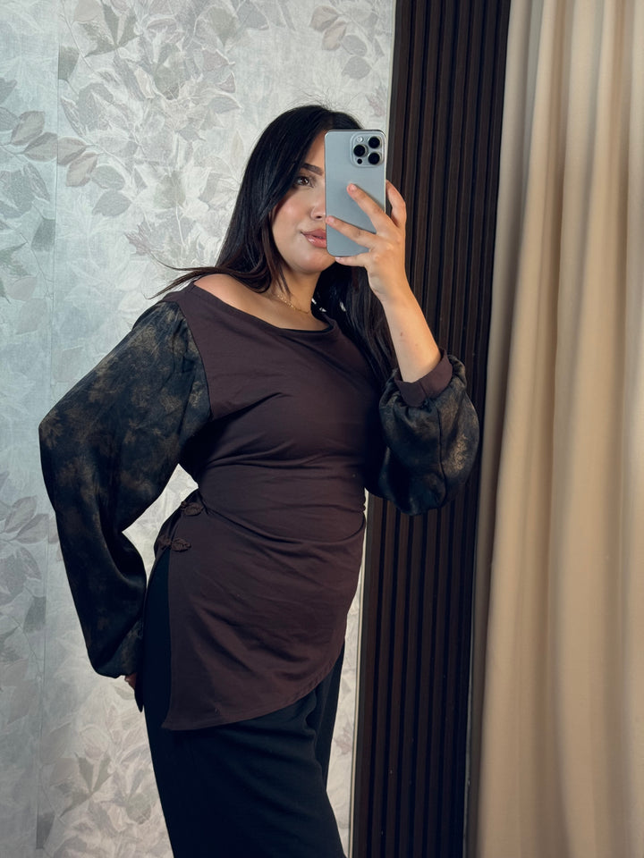 Midnight Fleur Top | Haut Femme Chic Manches Florales