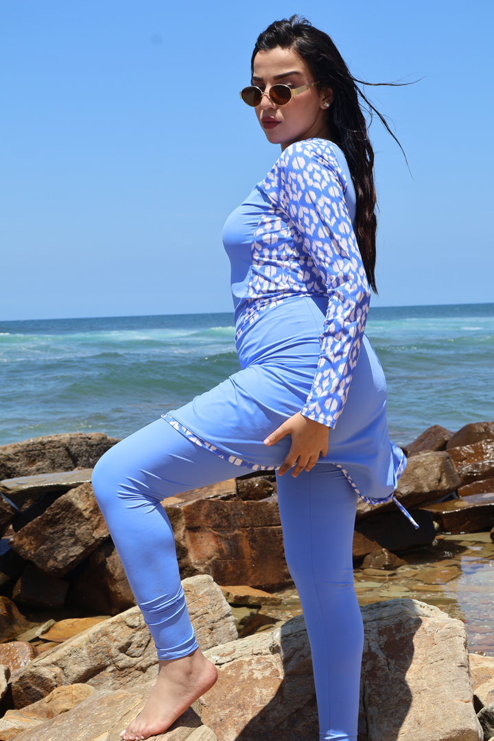 Burkini Azure Pearl – Maillot de Bain Modeste Femme Bleu Ciel