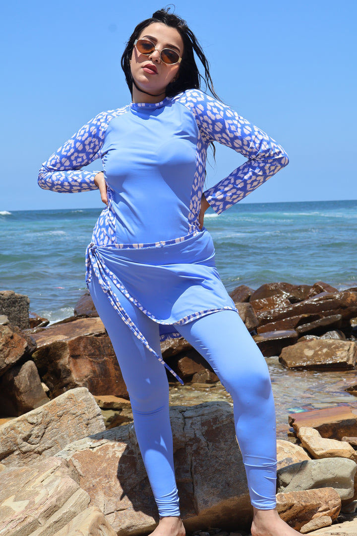 Burkini Azure Pearl – Maillot de Bain Modeste Femme Bleu Ciel