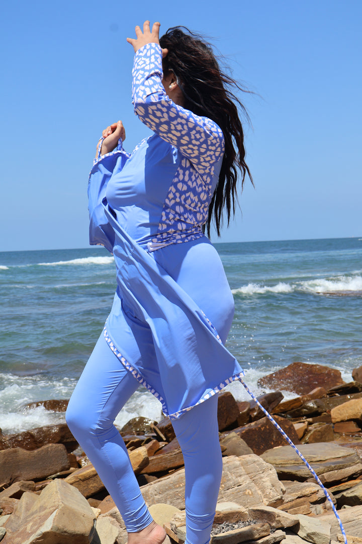 Burkini Azure Pearl – Maillot de Bain Modeste Femme Bleu Ciel
