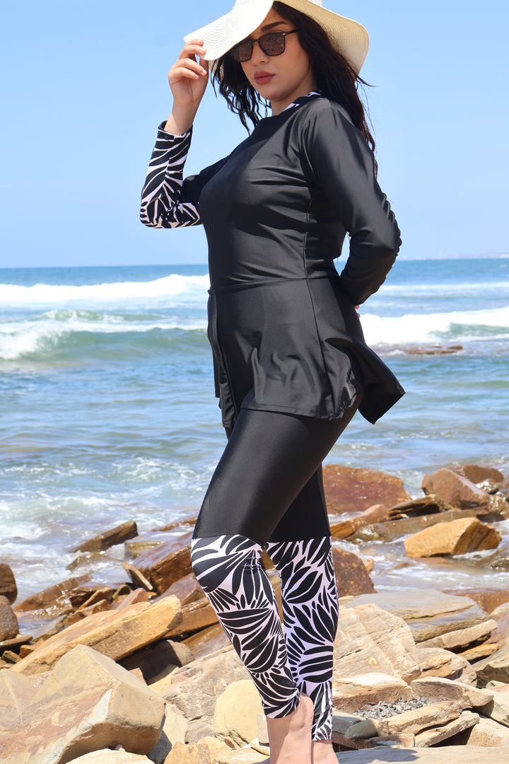 Burkini Noir Riviera – Maillot de Bain Modeste Femme Noir