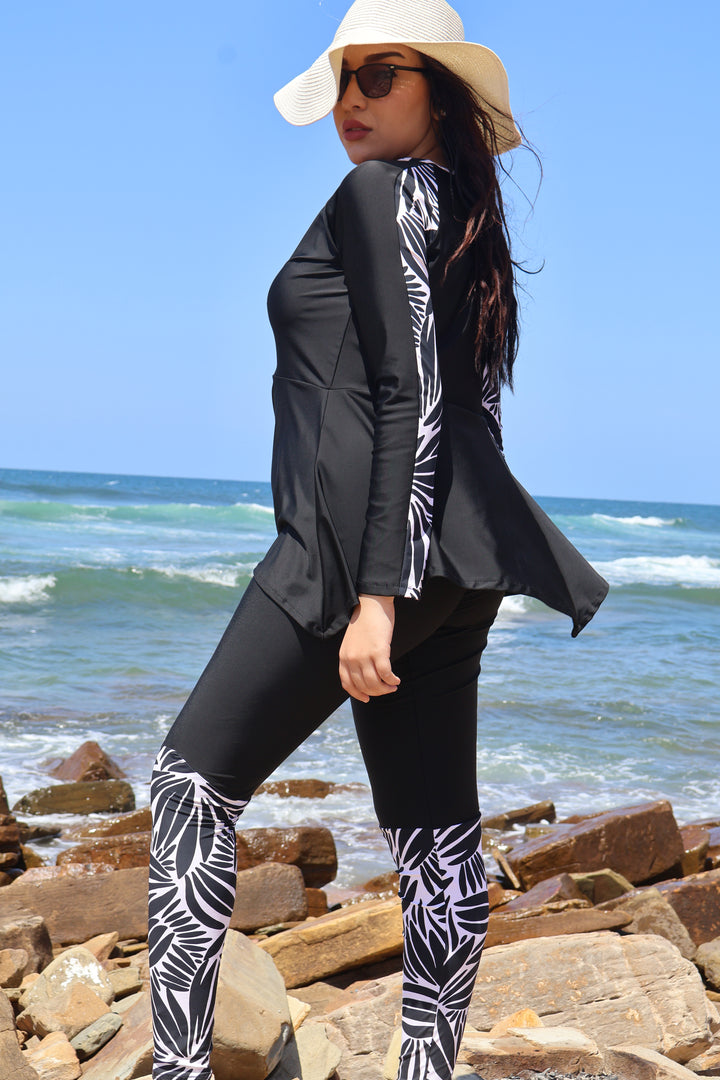 Burkini Noir Riviera – Maillot de Bain Modeste Femme Noir