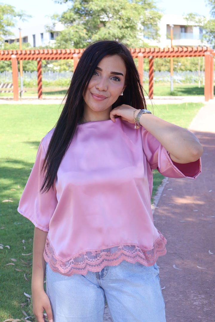 Top Satin Dentelle
