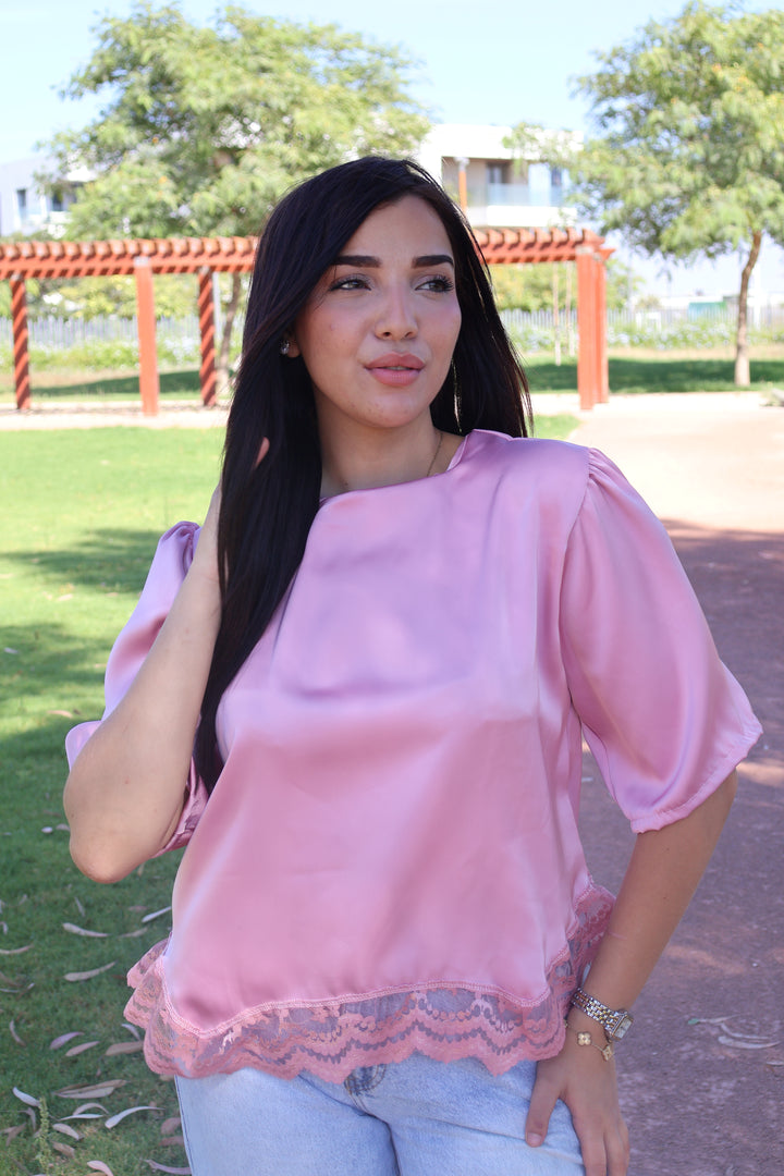 Top Satin Dentelle