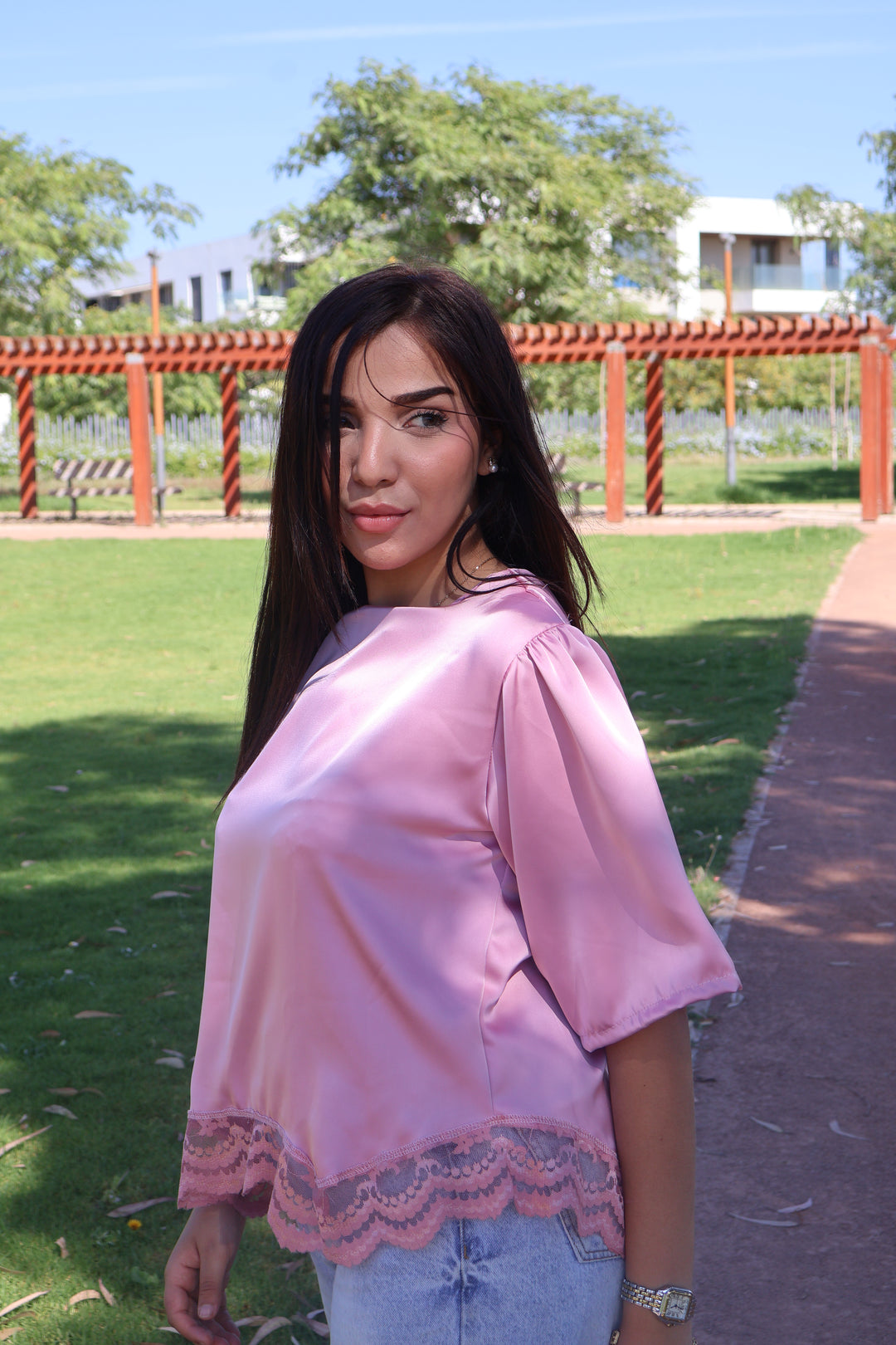 Top Satin Dentelle