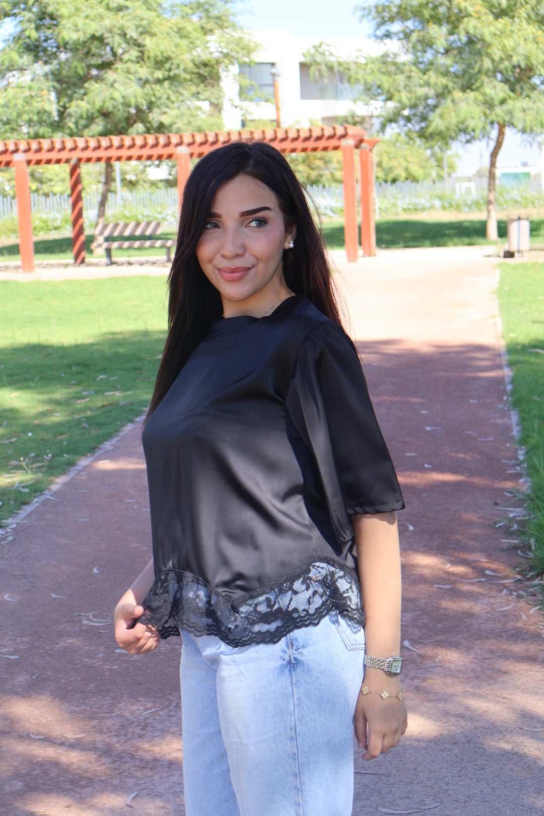 Top Satin Dentelle
