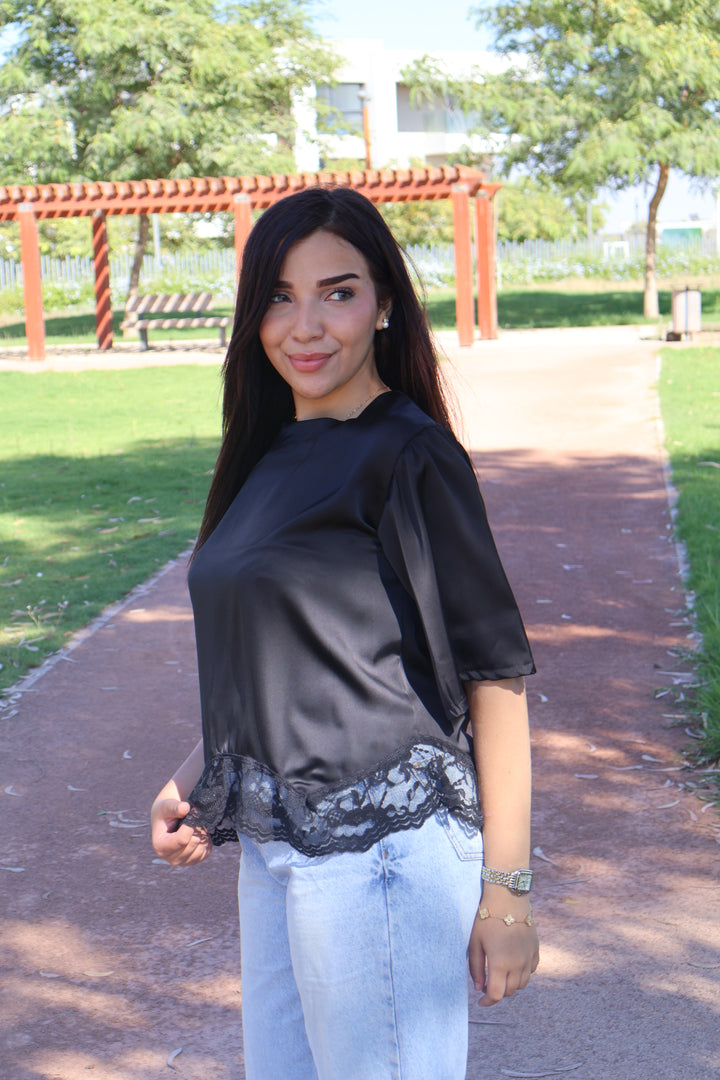 Top Satin Dentelle
