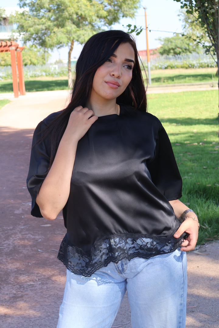 Top Satin Dentelle