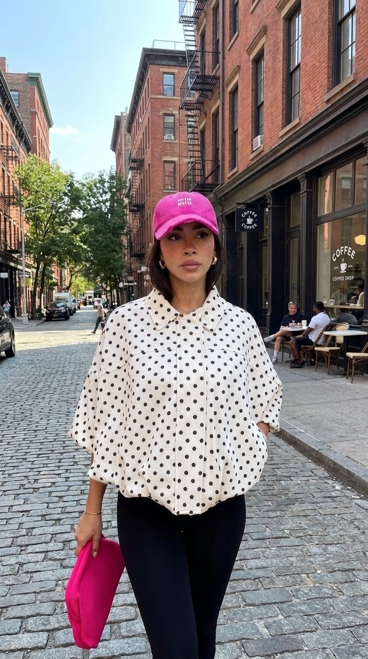 Chemise Dolce Pois – Élégance Oversize Femme