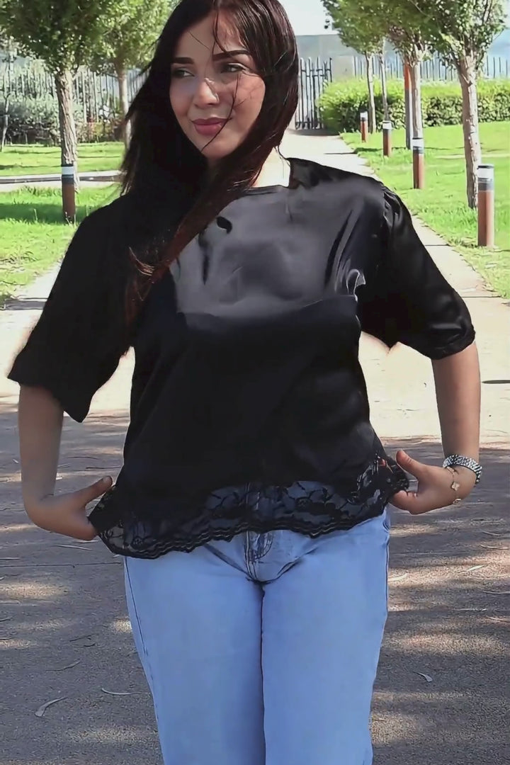Top Satin Dentelle