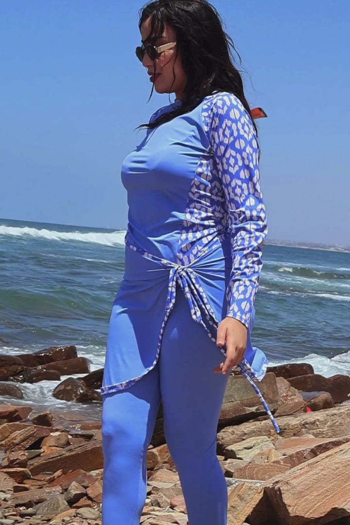 Burkini Azure Pearl – Maillot de Bain Modeste Femme Bleu Ciel